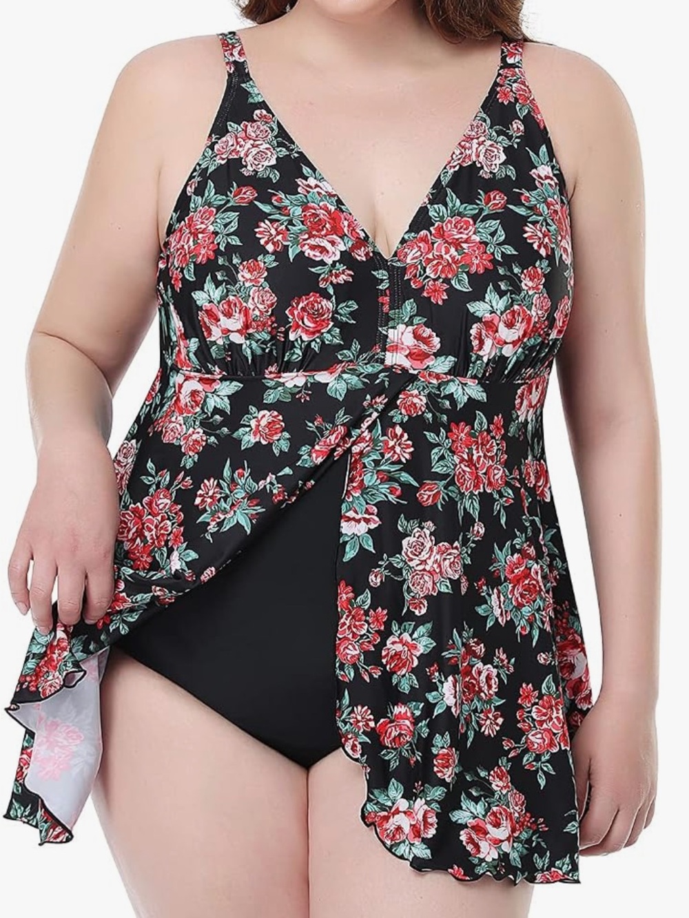 PERONA Women's Swimdress Plus One Piece Swimsuit Floral Print Bathing Suit
